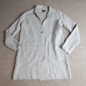 Pure Amici Womens Sweater Medium Gray Open Front Cardigan 100% Cashmere